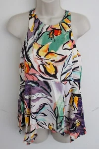 HD in Paris Top Size 0 Floral Peplum Sleeveless Zipper Anthropologie Tropical - Picture 1 of 7