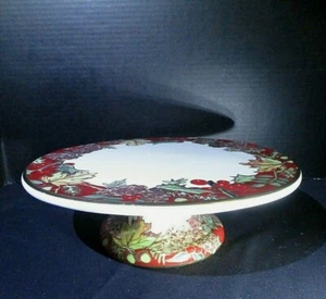 F Giorgi by Ceramica, Made in Italy, 12 3/4” Cake Stand Plate Red & Gold vintage - Picture 1 of 8