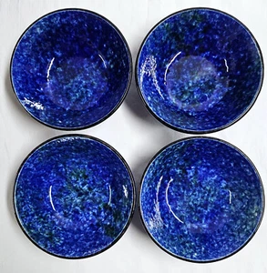 4 Stangl Pottery Mediterranean Fruit Bowls 5 5/8" Dessert Bowl Set Blue Green - Picture 1 of 5