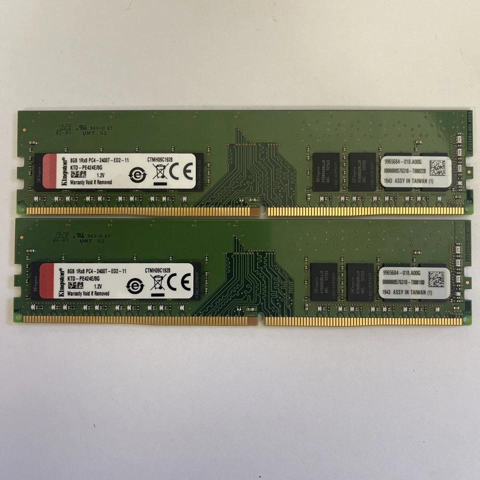 2x Kingston KTD-PE424E/8G 8G DDR4-2400 ECC MODULE 16GB Total - Image 1 of 1
