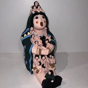 Vintage Native Cochiti Pueblo Geschichtenerzähler Puppe Mutter 20 Kinder 9,75 Zoll - Bild 1 von 11
