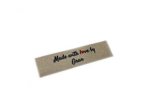 Made with Love by Gran Labels In Silver - Flat 15x50 - 40 Pack - Sew On - Picture 1 of 1
