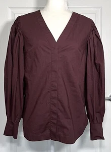 Cos Women's Burgundy Tunic Blouse Shirt Balloon Sleeves Size UK 12 EUR 38 - Picture 1 of 13