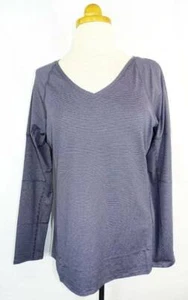 Nueva Camisa para Mujer Cutter & Buck azul marino/heather azul marino a rayas manga larga cuello en V M - Imagen 1 de 4