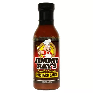 Jimmy Ray's Sweet & Tangy Mustard BBQ Sauce Pork Gluten Free No MSG 12 Ounce - Picture 1 of 8