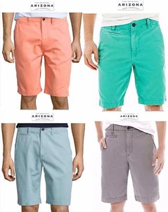 NWT 30/34/36/38/40/42 Arizona Jeans Men Flat Front Shorts Orange,Green,Blue,Gray - Bild 1 von 3