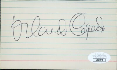 Orlando Cepeda San Francisco Giants Signed 3x5 Index Card JSA Authenticated - Image 1 of 2