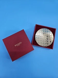 100% Authentic Gucci Compact Round Mirror Novelty GG Logo All-over Pattern Gold - Picture 1 of 4