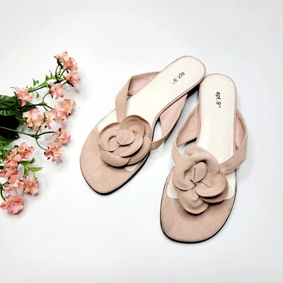 Сандалии с цветами розовые замшевые Apt 9 размер 6 - Изображение 1 из 2