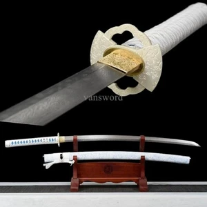 Japanese Katana Circle Pattern Blade Folded Steel Samurai Sword Sharp Full Tang. - Picture 1 of 10