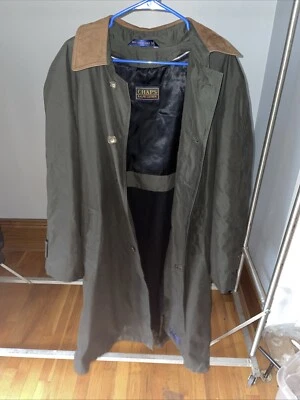 Chaqueta gabardina vintage años 90 Ralph Lauren Chaps para hombre 42S forrada de lana verde Foto 1 de 4