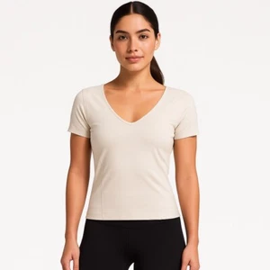 EUC Lululemon Sculpted Short Sleeve Crop Top – Soft Cream – Size S - P282 - Picture 1 of 4