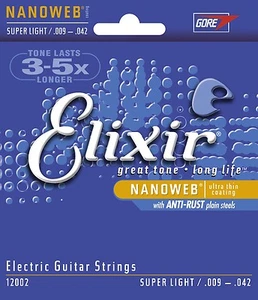 Elixir 12002 Nickel Nanoweb electric guitar strings, Super Lights .009-.042 - Picture 1 of 5