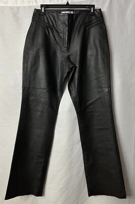 Pantalones de diseñador Sutton Studio para mujer de cuero genuino negro pantalones pantalones talla 8 Foto 1 de 4