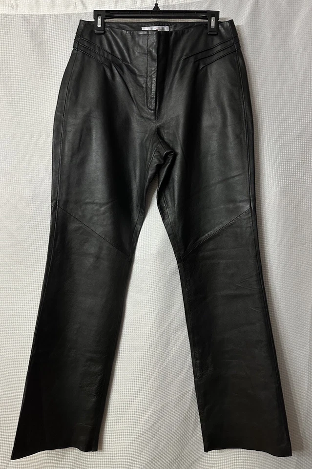 Pantalones de diseñador Sutton Studio para mujer de cuero genuino negro pantalones pantalones talla 8 Foto 1 de 4