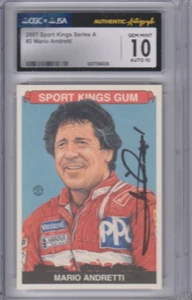 2007 Sportkings MARIO ANDRETTI Formula 1 & Indy 500 SIGNED CGC x JSA 10 AUTO 10 - Picture 1 of 2