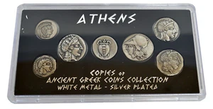 Athens Historical Replica 7 Silver plated Coins - Ancient Greece Goddess Athena - Picture 1 of 2