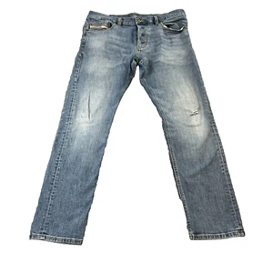 Diesel Mens Jeans Slim Straight Light Blue Washed Faded Stretch W34 L30 D-Luster - Picture 1 of 14