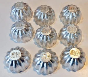 Vintage Jello Molds Small Silver Aluminum Lot of 9 Fluted Dome Embossed Jell-O - Picture 1 of 10