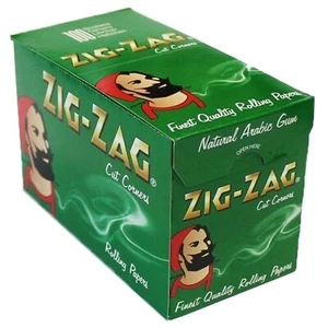 FULL BOX ZIG-ZAG Green Standard Cut Corner Regular Cigarette Rolling Paper - Picture 1 of 4