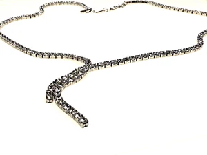 Sterling Silver Necklace 925 Jewellery Y Drop Cubic Zirconia Bridal 12.94g - Picture 1 of 20