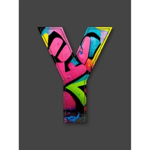 Buchstabe Y bunte Ziegel Deko Graffiti Initiale Leinwand Kunstdruck Poster - Bild 1 von 6