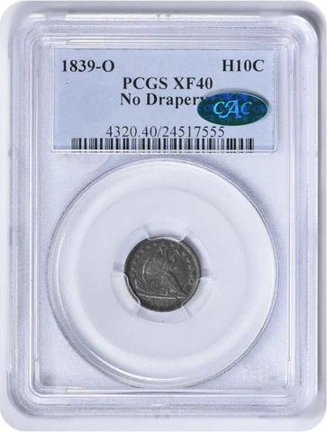 1839-O Liberty Seated Silver Half Dime No Drapery EF40 PCGS (CAC) Cover