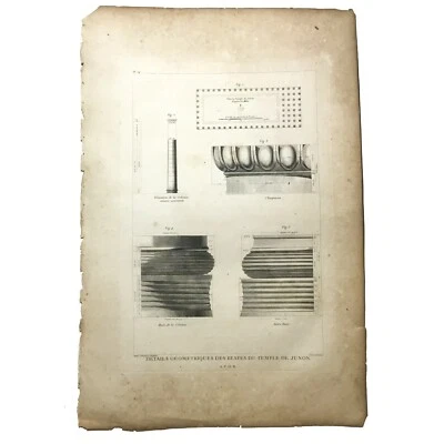 Rare Book Plate, Architecture, Greece, Details of the Remains of Temple of Juno - Image 1 of 4