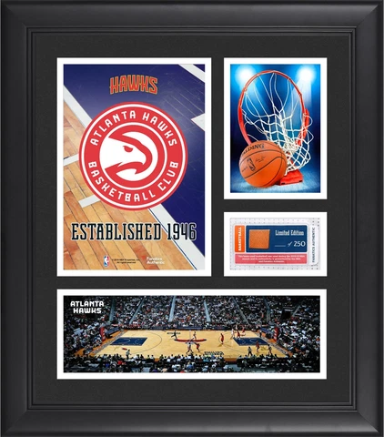 Atlanta Hawks Framed 15x17 Collage w/Team-Used Basketball-LE 250 Cover