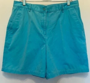 Ralph Lauren Size 14 Shorts Mid Rise Women 4 Open Pockets Belt Loops Aqua Blue - Picture 1 of 7