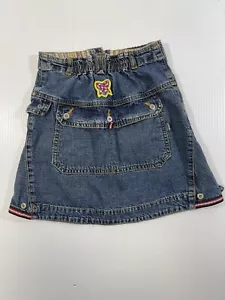 Oilily Girls Blue Medium Wash Denim 100% Cotton Knee Length Patch Skirt 5-6 Yrs - Picture 1 of 14