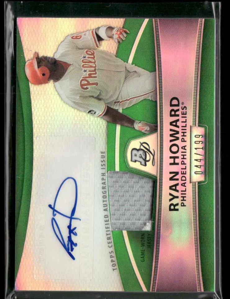 2010 Bowman Platinum #PAR-RH Ryan Howard Relic Autographs Green Refractors #/199 - Image 1 of 2