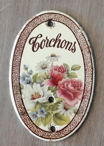 Plaque tole emaillée murale fleurs porte clef torchon serviette deco cuisine - Picture 1 of 2