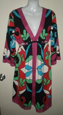 #796 Nicole Miller современный ретро 10 Groovy ретро фиолетовый бирюзовый черный - Изображение 1 из 4