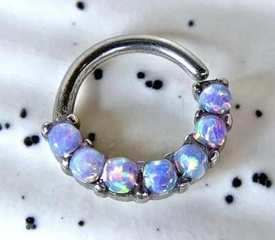 1pc Bendable 7 Opals Front Facing Hoop Septum Ring Cartilage Daith Helix Tragus  - Image 1 of 3