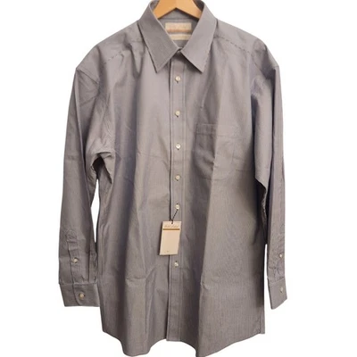 Camisa a rayas azul y blanco sin hierro Roundtree & Yorke Gold Label para hombre 15,5 34 Foto 1 de 4