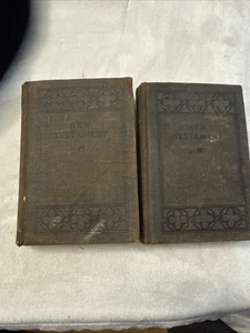 Set Of Two Antique New Testaments Unknown Origin And Date - Picture 1 of 15