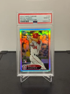 2012 TOPPS CHROME BRYCE HARPER HITTING REFRACTOR #196 ROOKIE RC PSA 10 - Image 1 of 2