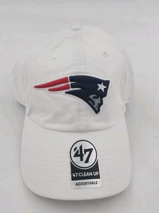 New England Patriots '47 Brand Clean Up Adjustable Hat White Logo Adult One Size - Picture 1 of 4