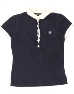 FRED PERRY Girls Polo Shirt 13-14 Years Large Navy Blue Cotton DF76 - Picture 1 of 3