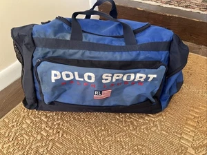 Bolso de Lona Ralph Lauren Vintage Años 90 Polo Deportivo Correas Bandera Azul Logo Deporte 1 - Imagen 1 de 10