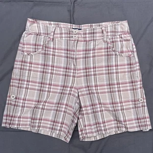 vintage reitmans plaid shorts pink and light brown size 7 surfercore blokecore - Picture 1 of 8