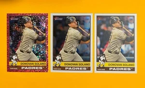 DONOVAN SOLANO 2025 Topps Heritage #269 CHROME BURGUNDY SPARKLE, CHROME, & Base - Picture 1 of 2
