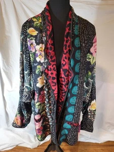 Vtge Koos Couture Koos Van De Akker Patch Mixed Media Art To Wear Open Jacket - Picture 1 of 7