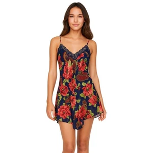 Vestido sin Mangas Victoria's Secret Floral Encaje Talla P/S Azul Marino Rojo Y2K Babydoll - Imagen 1 de 11