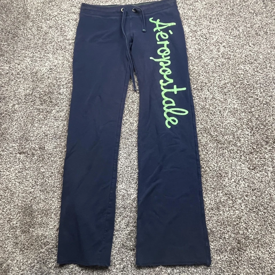 Calça de moletom feminina y2k Aeropostale cintura baixa perna larga ioga cordão - Imagem 1 de 4