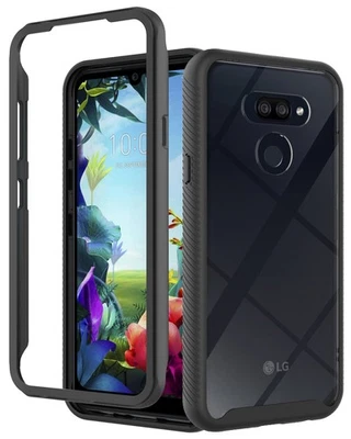 Funda rígida negra resistente acrílica transparente para LG Harmony 4, Premier Pro Plus Foto 1 de 4
