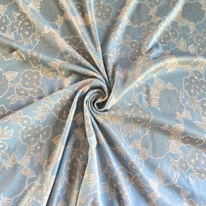 2.2 YD 1970s Pastel Blue Floral Polyester Knit Fabric - Picture 1 of 7