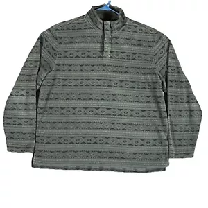 LL Bean Fleece schwarz/grün 1/4 Druckknopf Pullover Sweater Aztekenmuster Herren Größe XL - Bild 1 von 7