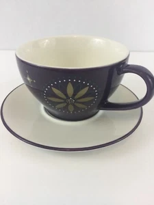 Starbucks Holiday Collection Dark Purple Gold Star Mug Cup Saucer Set 2006 12 oz - Picture 1 of 9